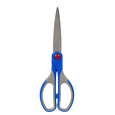 Marbig Comfort Grip Scissors in blue, 182mm, with stainless steel blades for smooth cutting, ideal for left/right-handed use.