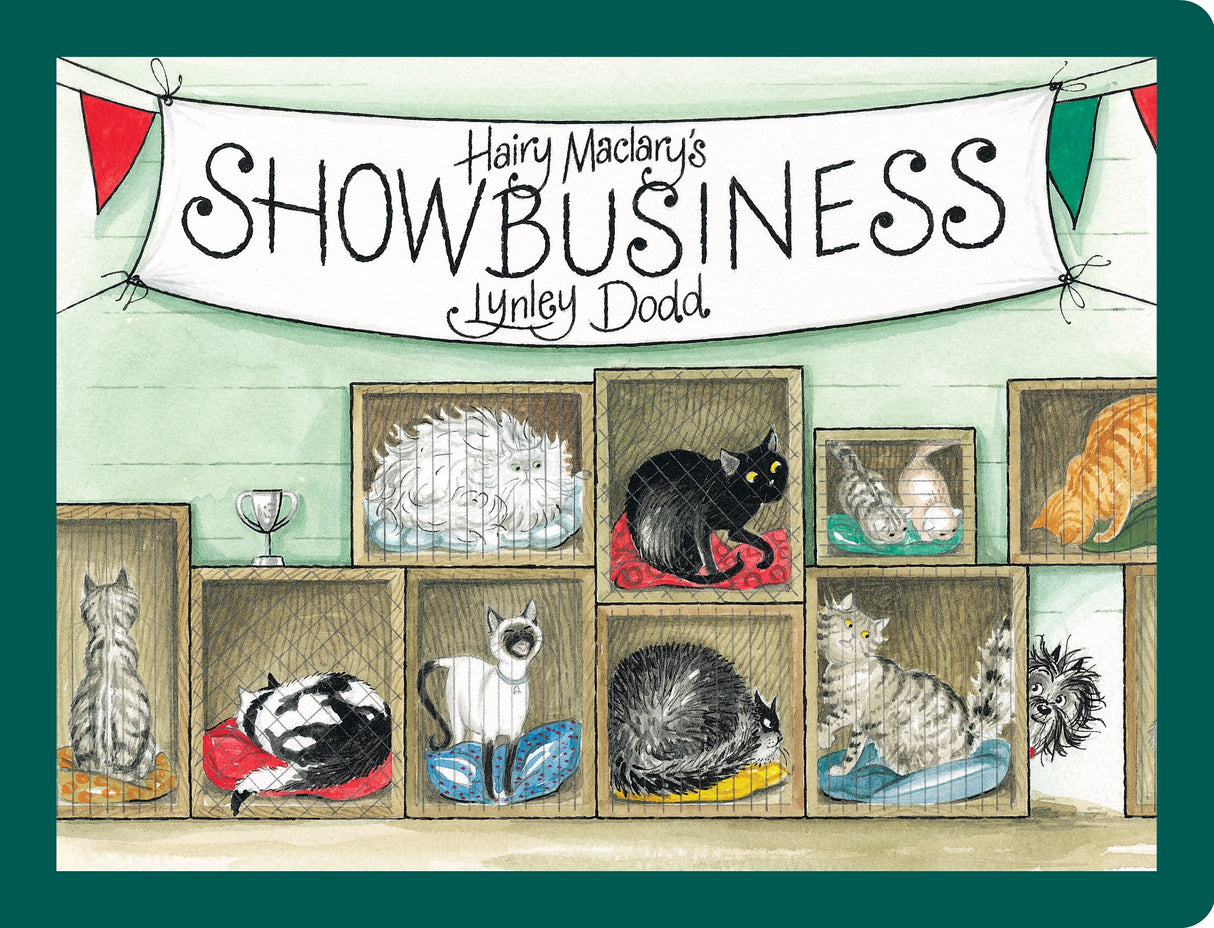 Hairy Maclary disrupts a cat show in this vibrant picture book by Lynley Dodd, filled with fun and mischief.