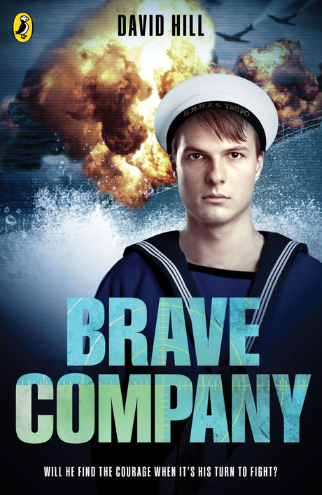 Illustration of a young seaman, Russell Purchas, on HMNZS Taupo, depicting courage during the Korean War in a gripping children's novel.