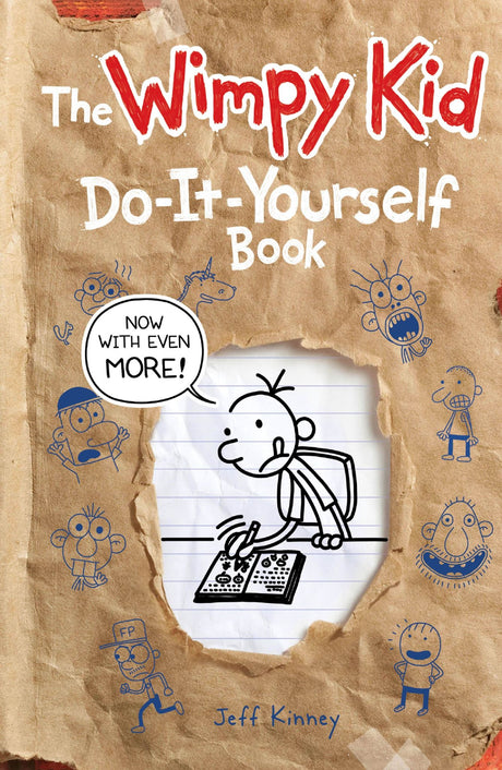 Interactive journal with prompts and doodles for kids to create their own adventures in the Diary of a Wimpy Kid universe.