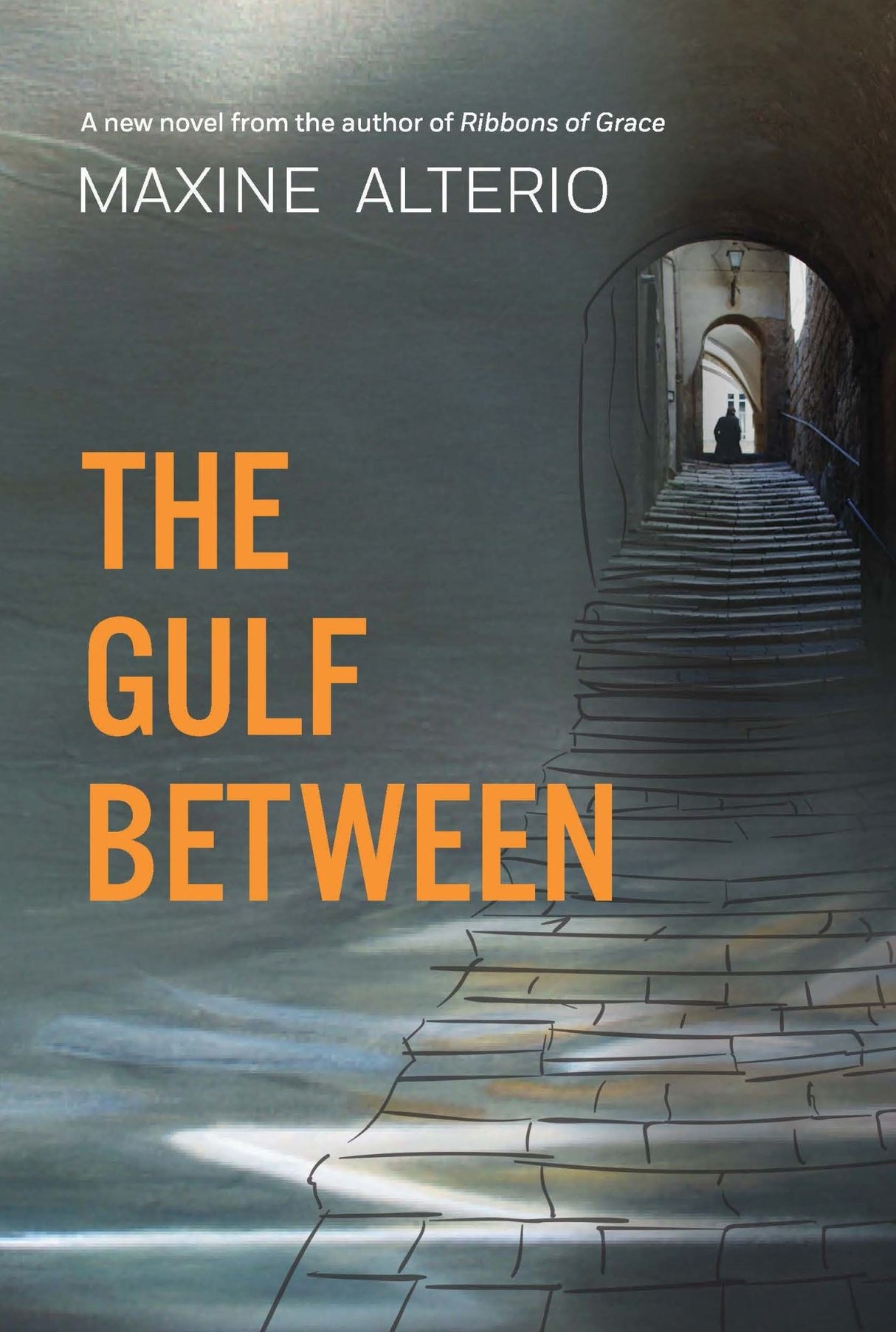 Trade paperback titled "The Gulf Between," blending suspense, love, and secrets against Mount Vesuvius's backdrop.