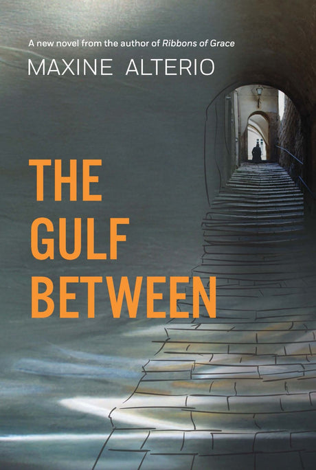 Trade paperback titled "The Gulf Between," blending suspense, love, and secrets against Mount Vesuvius's backdrop.