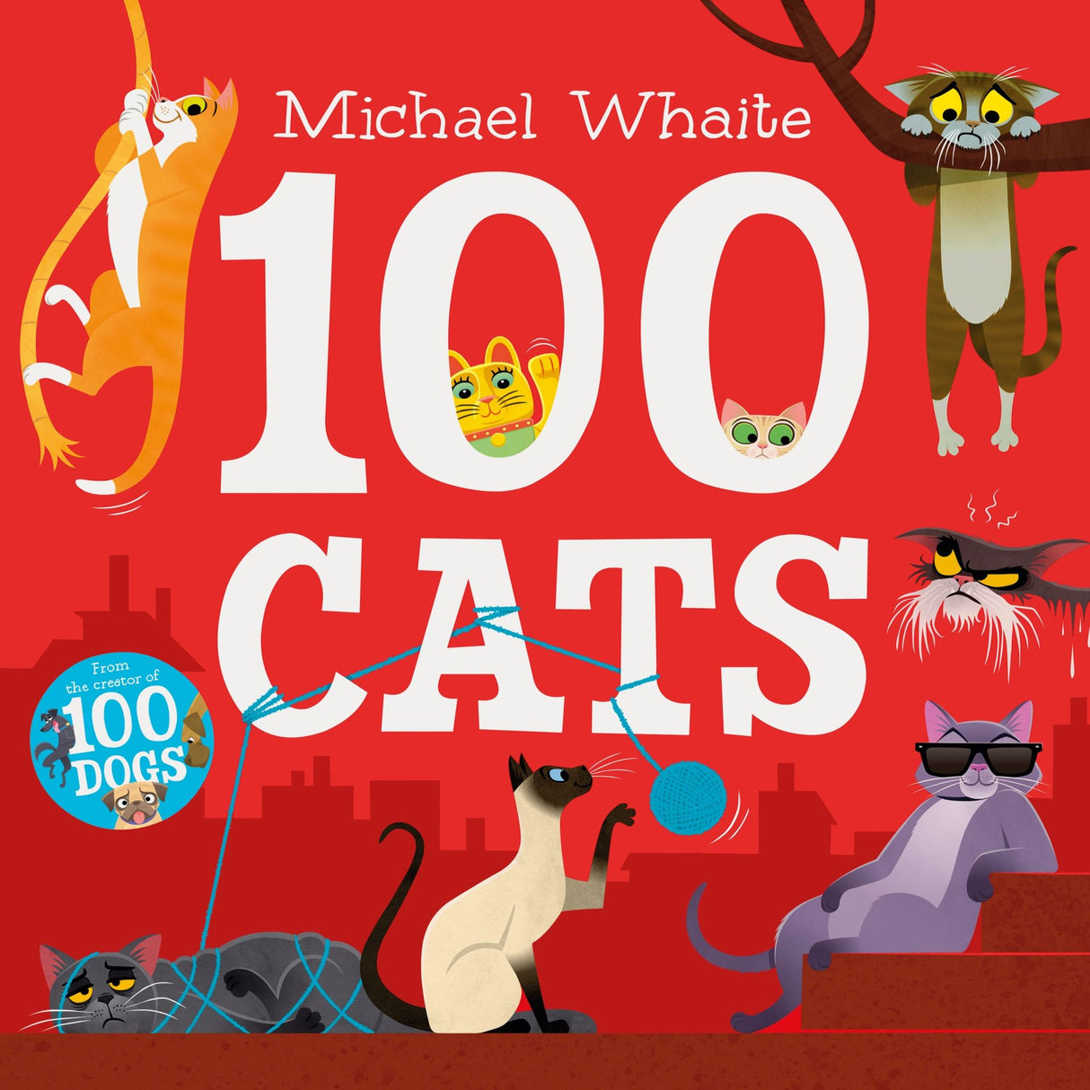 Whimsical picture book "100 Cats" features playful cats in vibrant illustrations and humorous rhymes, ideal for kids and cat lovers.