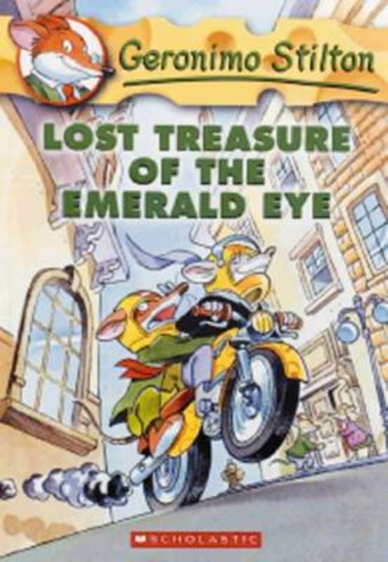 Colorful cover of 'Lost Treasure of the Emerald Eye,' featuring Thea and her adventure on a mysterious island treasure hunt.