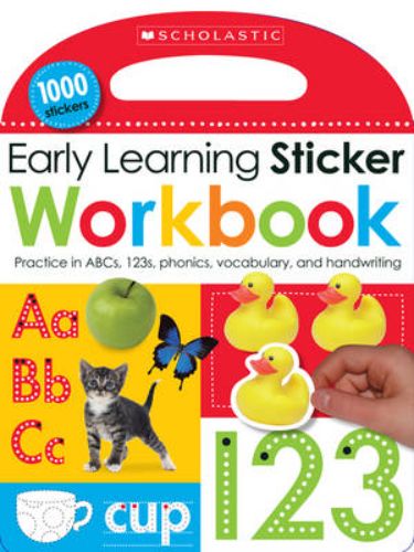 Vibrant Early Learning Sticker Workbook for preschoolers, featuring engaging activities to enhance essential skills and creativity.