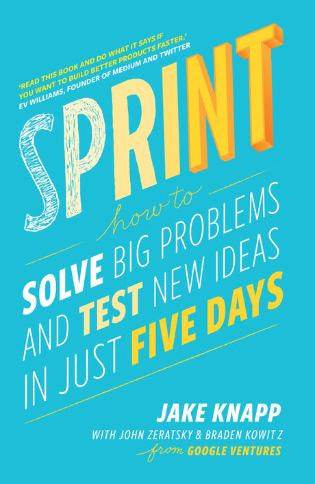 Cover of 'Sprint', a bestseller guide by Google Ventures on rapid problem-solving and prototyping in business.