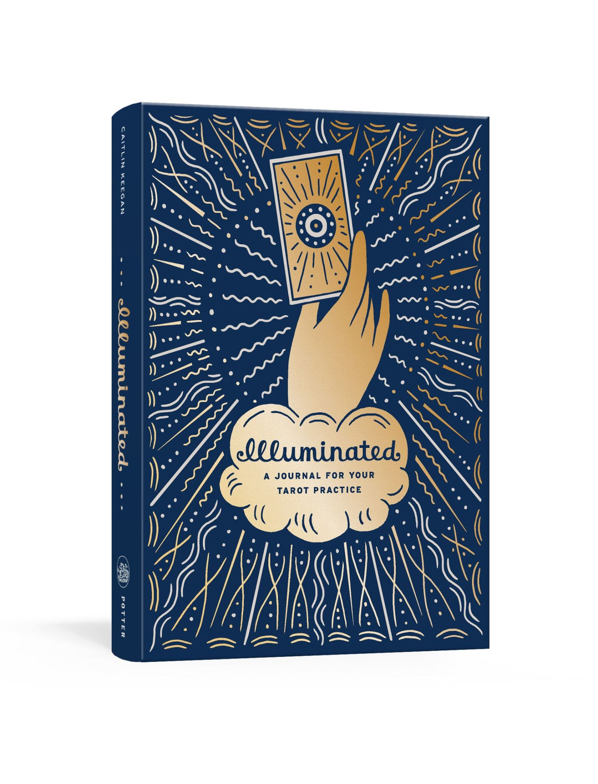 "Illuminated journal for tarot practice featuring prompts and card interpretations for spiritual growth and self-discovery."