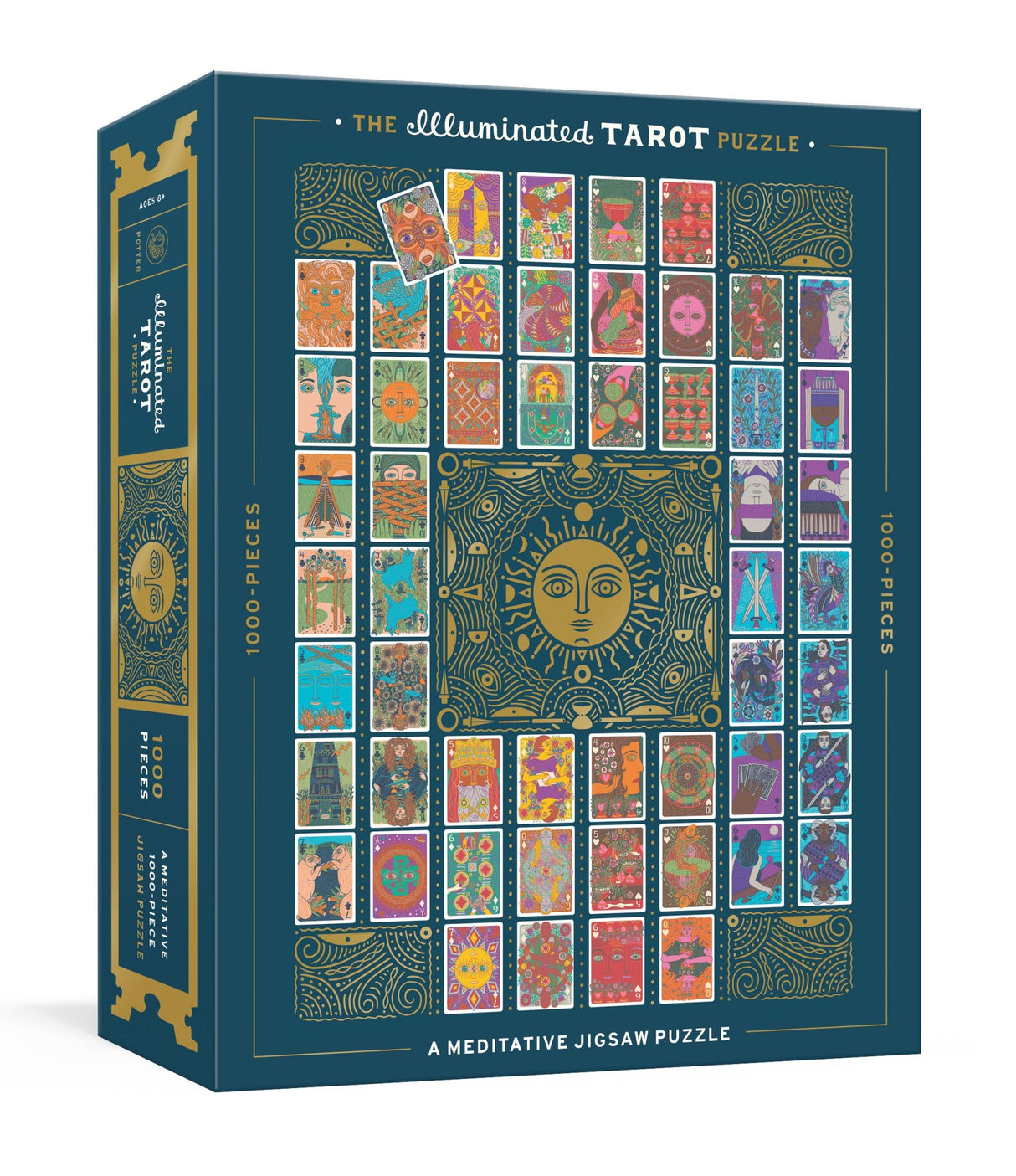 A 1000-piece jigsaw puzzle depicting Caitlin Keegan's intricate tarot art, complete with a reference poster for card meanings.