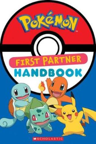 Illustrated paperback handbook showcasing Pikachu, Bulbasaur, Charmander, and Squirtle's adventures for young Pokémon fans.