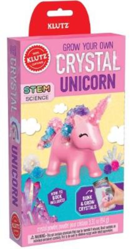 Colorful crystal unicorn kit for kids, featuring pipe cleaner crafting and a solution for magical crystal growth.