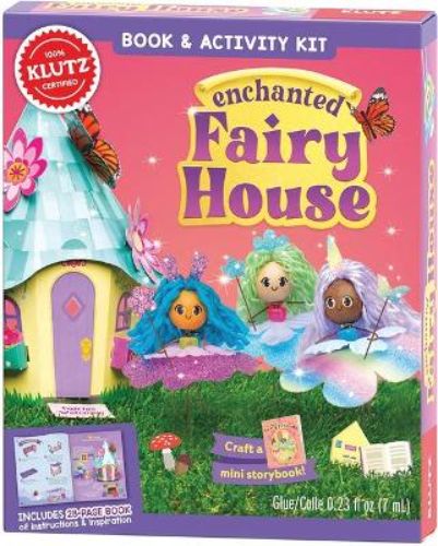 A colorful crafting kit featuring a fairy house, dolls, and accessories to inspire imaginative play and creativity.