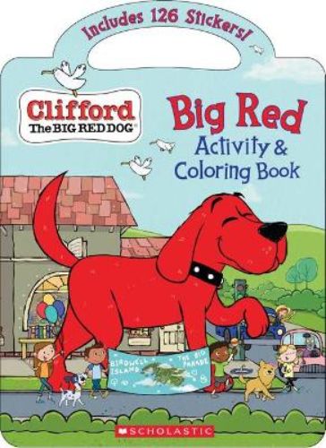 Brightly colored activity book featuring Clifford with puzzles, mazes, stickers, and a carry handle for creative, on-the-go fun.