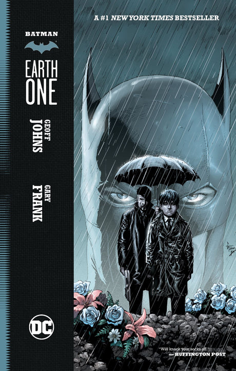 Graphic novel *Batman: Earth One*, exploring Bruce Wayne's complex origins in a chaotic Gotham, with stunning art by Gary Frank.