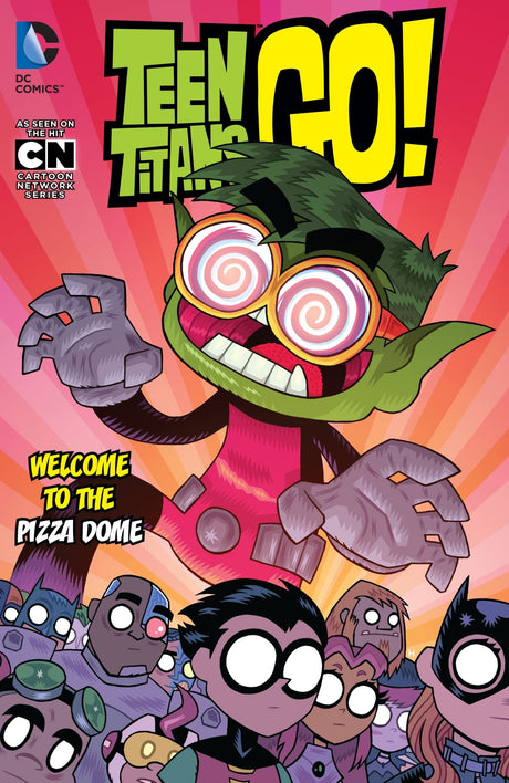 Comic book cover of Teen Titans GO! Vol. 2 with Robin, Starfire, and others in vibrant, action-packed scenes.