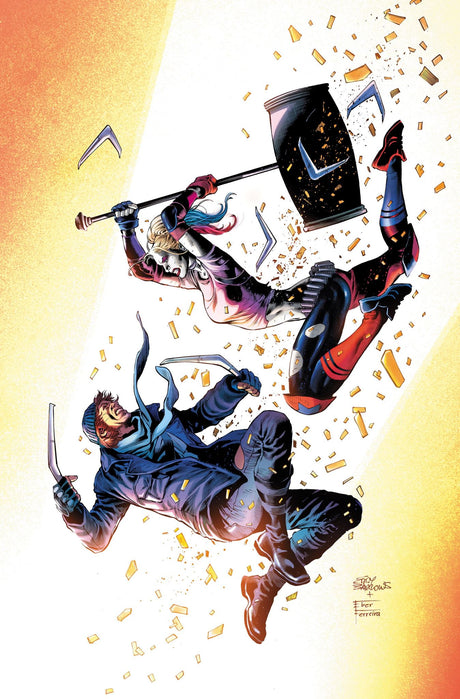 Cover of "Suicide Squad Vol. 5: Kill Your Darlings," featuring antiheroes Harley Quinn and Boomerang in intense action scenes.