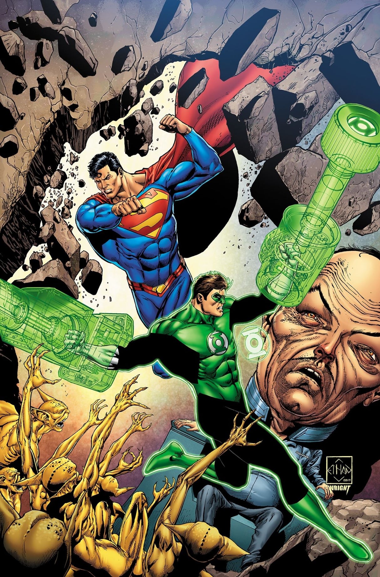 Graphic novel cover of 'Hal Jordan And The Green Lantern Corps Vol. 5', showcasing Hal's battle against the Man of Steel.