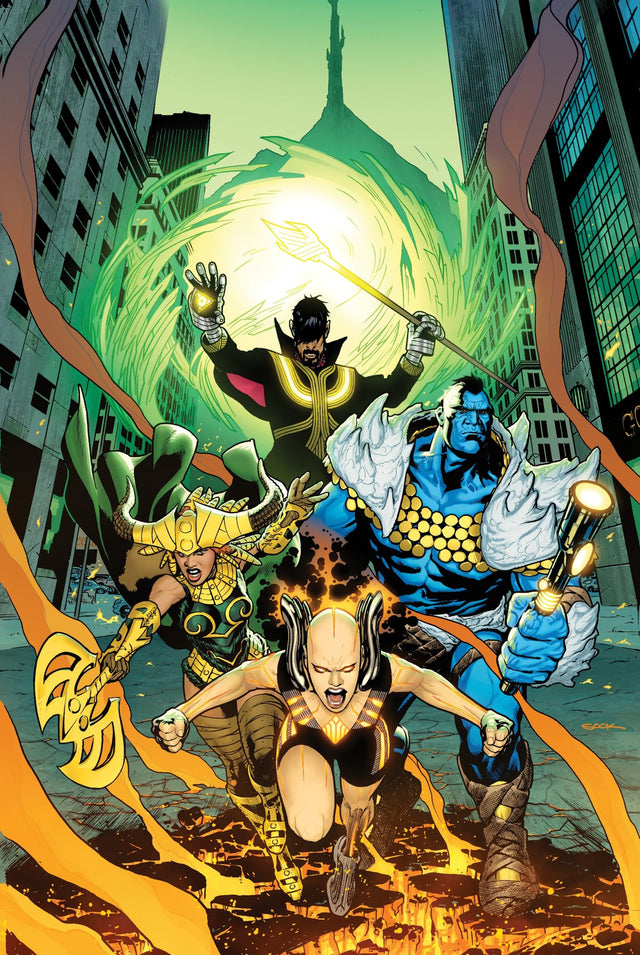 Cover of "The Unexpected: Call of the Unknown," featuring four unique heroes amidst a dramatic graphic novel theme.