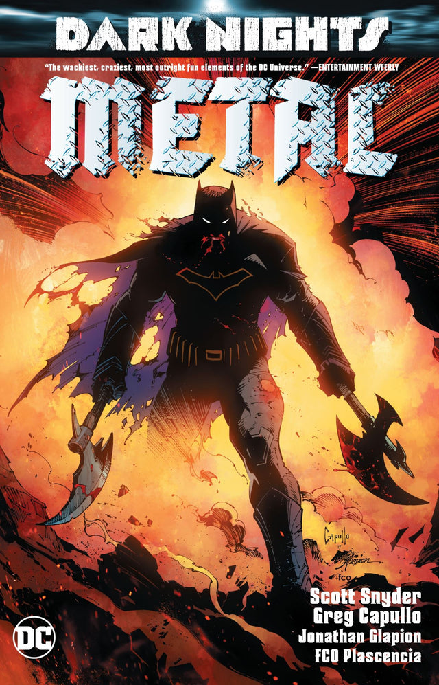 "Dark Nights: Metal trade paperback features the Justice League battling dark versions of Batman in a thrilling Multiverse saga."