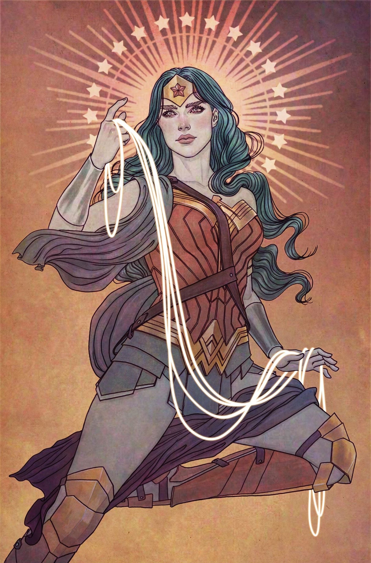 Cover of "Wonder Woman Vol. 8: The Dark Gods," featuring Wonder Woman amidst mythological themes and dark cosmic intrigue.