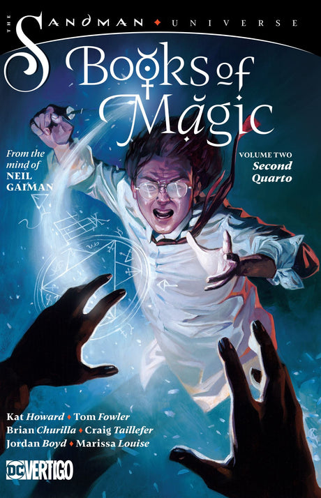 Graphic novel cover of 'Books of Magic Vol. 2', showcasing Tim's journey in the Faerie realm with vibrant illustrations.