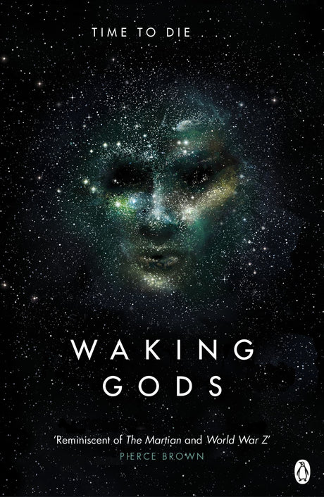 Cover of 'Waking Gods', a sci-fi novel featuring Dr. Rose Franklin and ancient technology threatening humanity's survival.