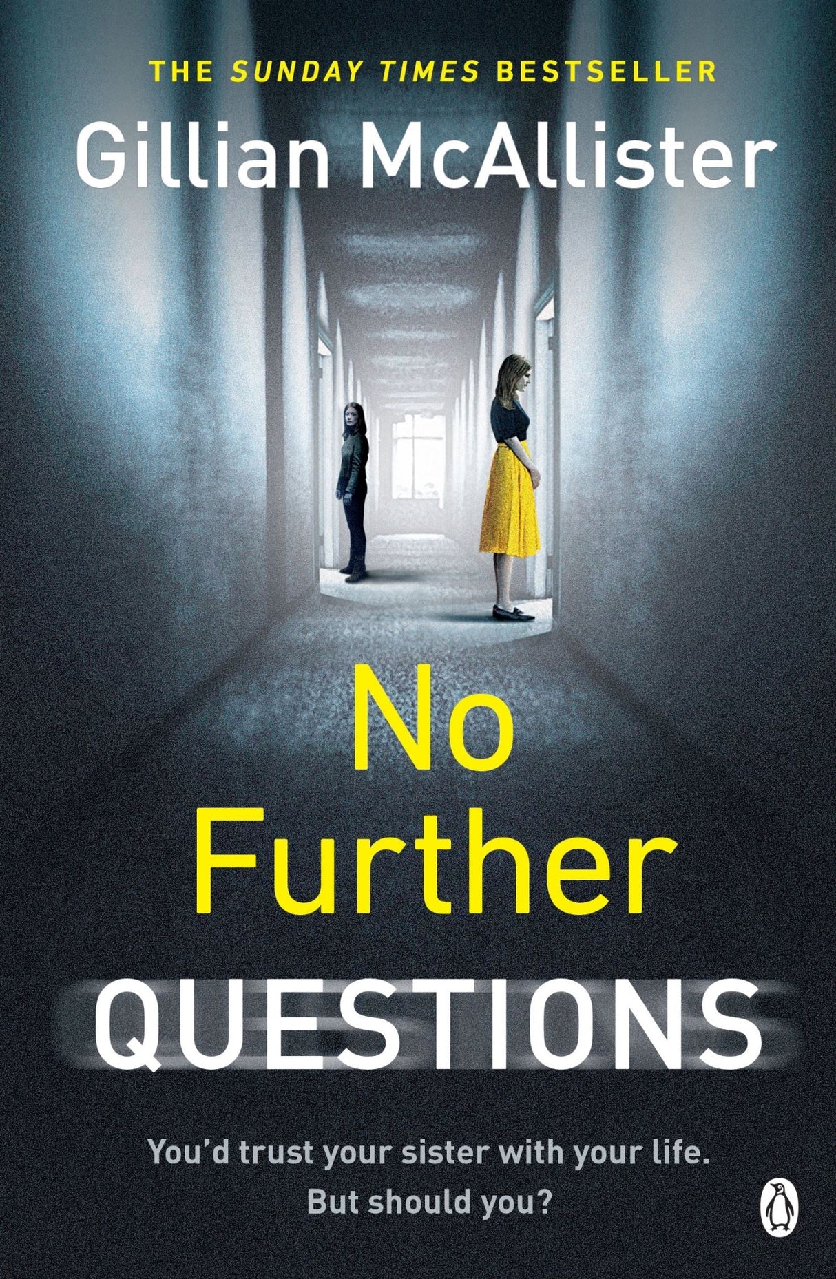 Book cover of "No Further Questions" by Penguin UK, a gripping thriller about family, trust, and innocence.