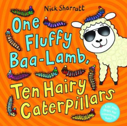 Colorful cover of 'One Fluffy Baa-Lamb, Ten Hairy Caterpillars', a children's counting book with engaging lift-the-flap features.