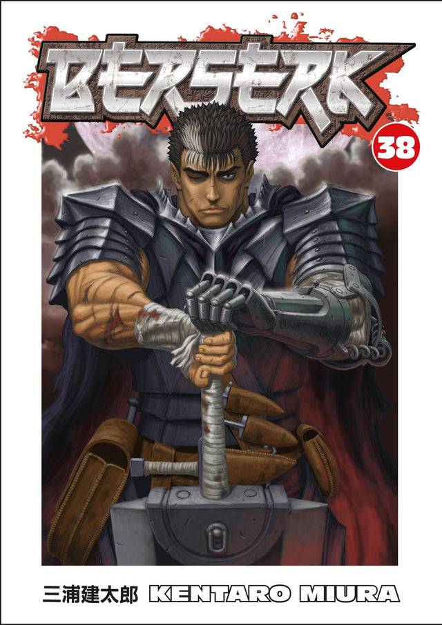 Cover of Berserk Volume 38 featuring Guts and his companions on a treacherous journey for Elven magic amidst dark dangers.