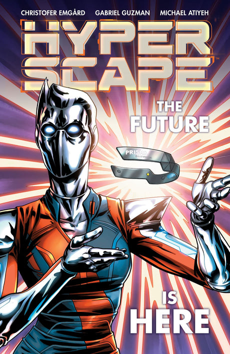 Graphic novel HYPER SCAPE set in 2054, blending virtual reality gaming and storytelling, featuring stunning artwork and gripping narrative.