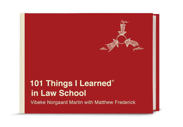 Illustrated guidebook titled "101 Things I Learned in Law School," simplifying essential legal principles for students and enthusiasts.