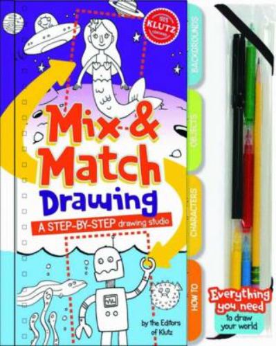 A colorful drawing book with tools to create imaginative scenes, featuring step-by-step guides for unique characters and backgrounds.