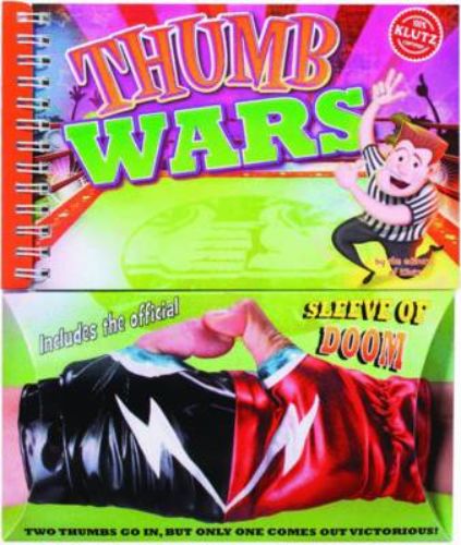 A vibrant novelty book with 'The Sleeve of Doom' for mastering the art of thumb wrestling and enhancing creativity.
