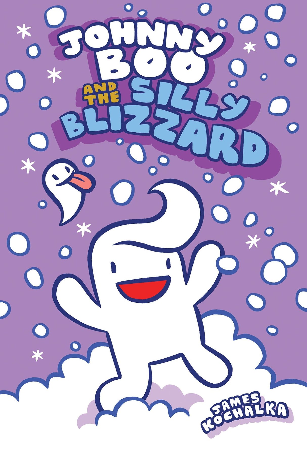 A whimsical winter adventure featuring Johnny Boo, Squiggle, and the mischievous Ice Cream Monster in a snowy delight.