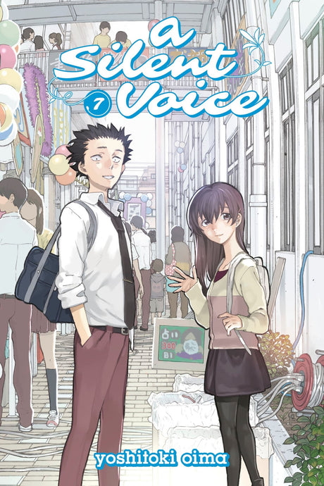 Cover of A Silent Voice 7, showcasing Shoya and Shoko amidst emotional scenes of friendship and redemption in stunning artwork.