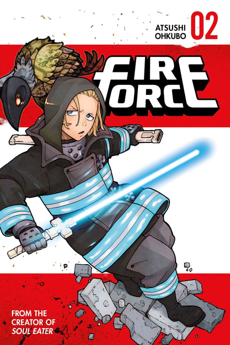 Cover of Fire Force 2 manga featuring Shinra, a boy with fire-fighting powers, amidst a chaotic, fiery cityscape.