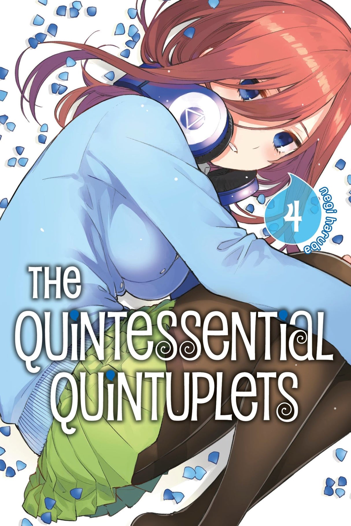 A captivating manga cover for 'The Quintessential Quintuplets 4', featuring Futaro tutoring five unique quintuplets.