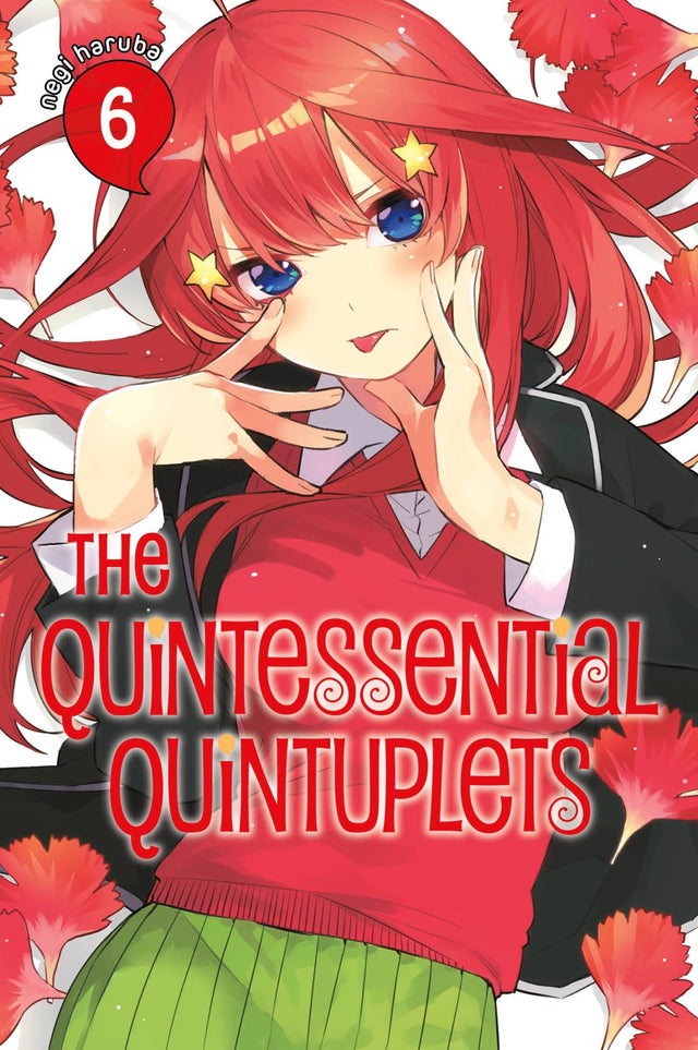 Manga volume 'The Quintessential Quintuplets 6' features romance and comedy through Futaro's tutoring journey with quintuplets.