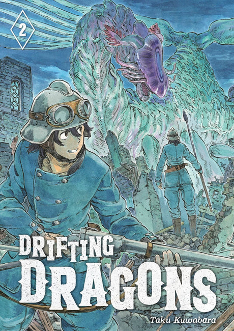 "Cover of *Drifting Dragons 2*, showcasing vivid illustrations and adventure aboard the Quin Zaza airship with dragons."