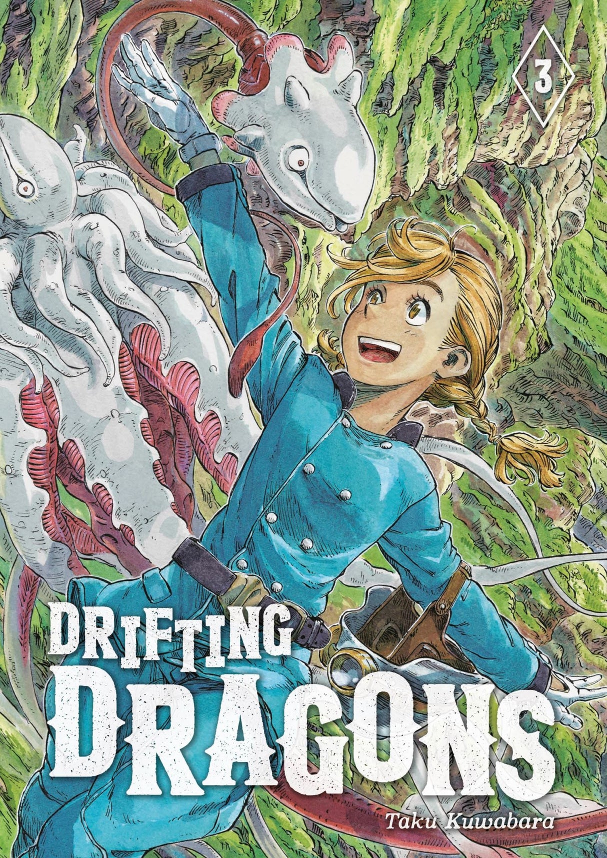 Graphic novel Drifting Dragons 3: An airborne adventure with stunning illustrations and engaging tales of dragons and crew life.