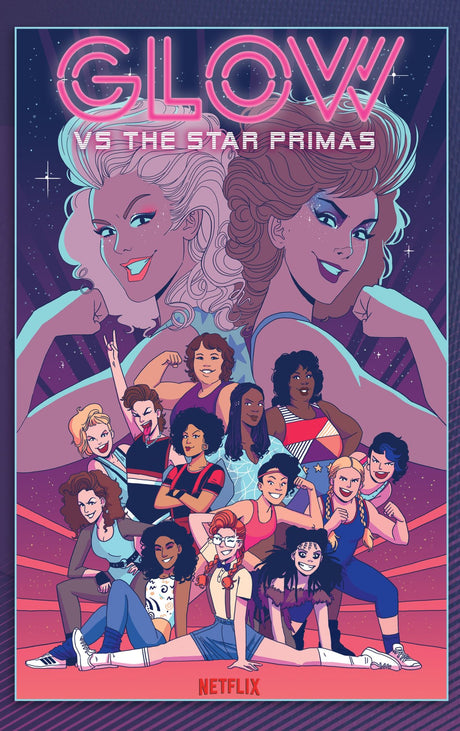 GLOW vs The Star Primas trade paperback showcasing wrestling drama and humor with vibrant artwork by Hannah Templer.