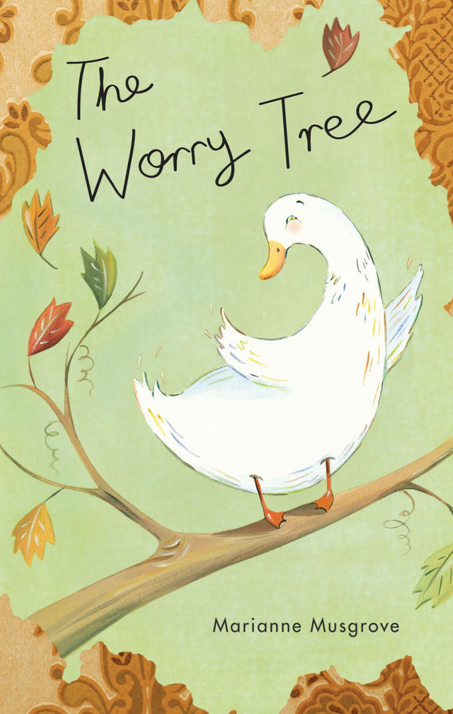 A whimsical book cover of 'The Worry Tree' featuring Juliet and enchanting animal characters from her imaginative adventures.