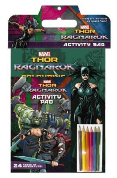 Activity bag featuring Thor with 48 pages of coloring, puzzles, and games for creative adventure and fun learning.