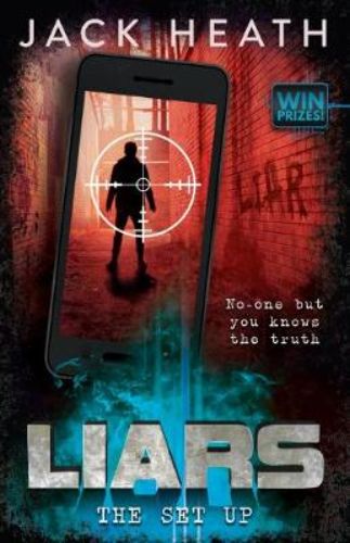 Book cover of "The Set-Up" featuring Jarli in a robot battle, entangled in a mystery involving lies and deception.