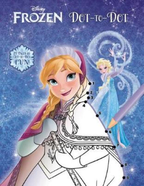 Colorful Disney Frozen Dot-to-Dot activity book for kids featuring Elsa, Anna, and Olaf to enhance creativity and fine motor skills.