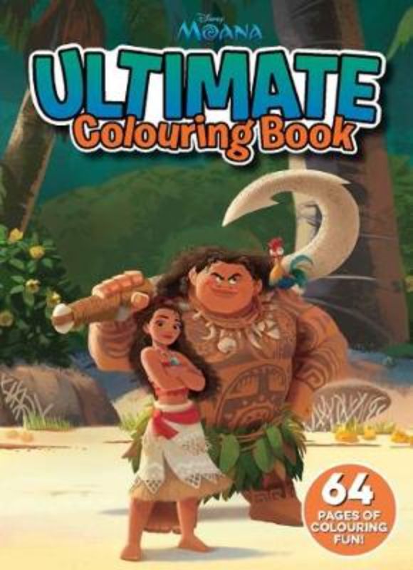 Coloring book featuring Moana, Maui, Heihei, and Pua, designed for kids to unleash creativity and engage in ocean adventures.