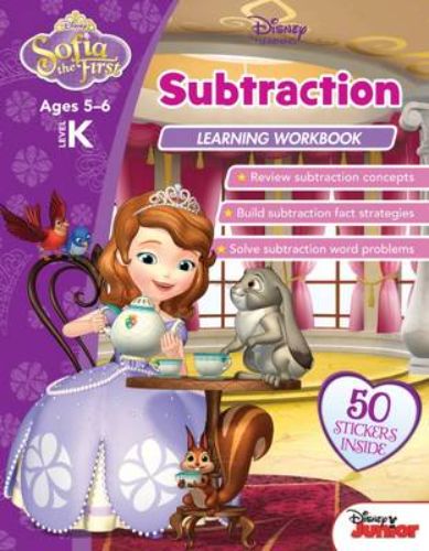 Bright and engaging subtraction workbook featuring Disney's Sofia the First, designed for young learners to master math basics.