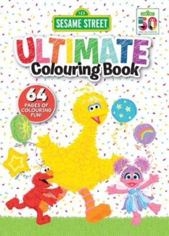 Colouring book featuring 64 pages of Sesame Street characters for creative fun and skill development in kids and adults.