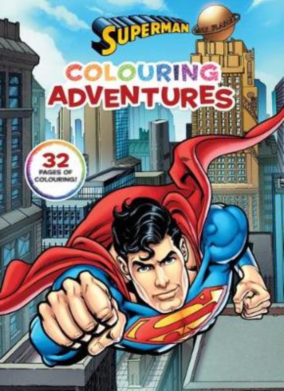 A vibrant colouring book for kids featuring 32 pages of Superman illustrations, ideal for sparking creativity and fine motor skills.