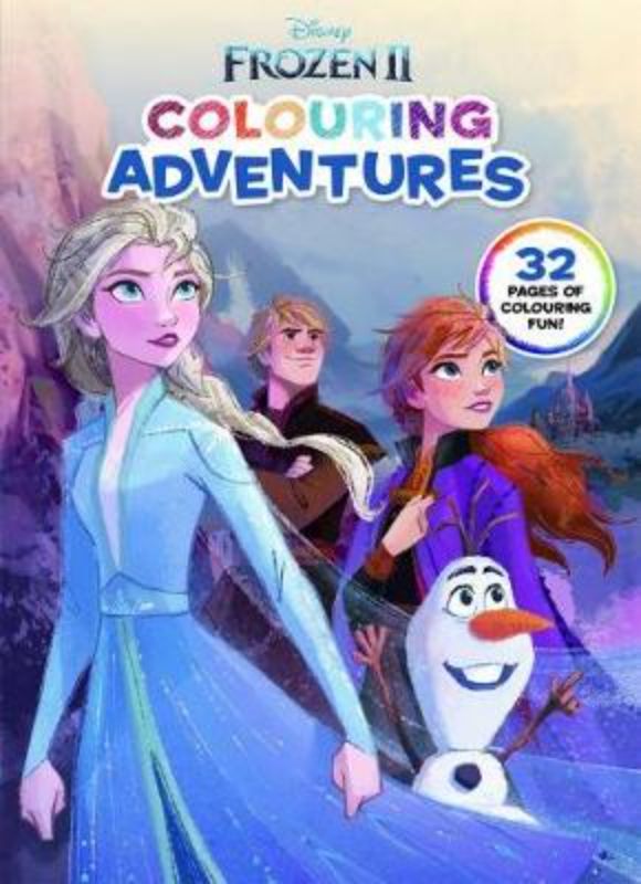 Colouring book featuring 32 pages of Frozen 2 illustrations, perfect for young fans to enhance creativity and fine motor skills.