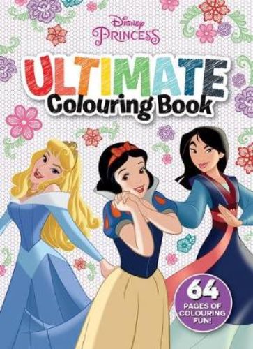 Coloring book featuring Disney Princesses like Belle and Moana, offering 64 pages of creative fun for kids.